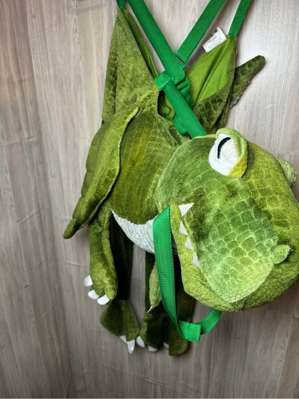 Plush Green Dinosaur Backpack Toddler 3T-4T Adjustable Soft Kids Costume